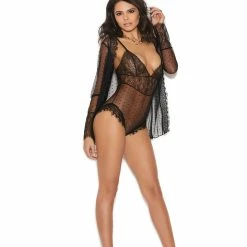 Elegant Moments Sheer Teddy With Robe