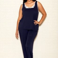 ICollection Soft Navy Blue Camisole And Pant Set