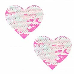 Nipztix Glow Pink Sequin Heart Pasties